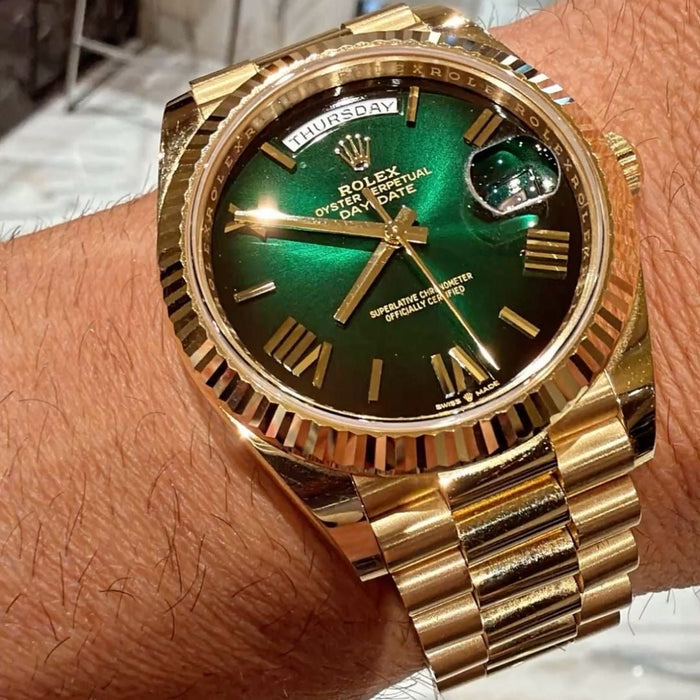 ROLE_X OYSTER PERPETUAL DAY DATE 40 || GOLD GREEN