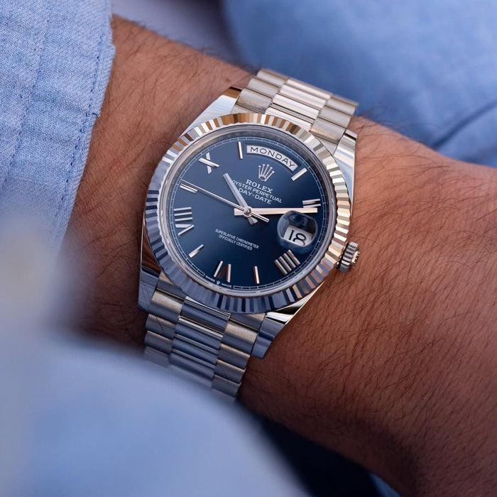 ROLE_X OYSTER PERPETUAL DAY DATE 40 || SILVER BLUE