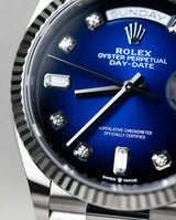 Ro_l*x White Gold Day_date with Stunning Blue Om_bre Diamond Dial Premium Quality Luxury Watch for Men luxurytimepiece.shop
