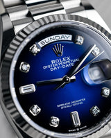 Ro_l*x White Gold Day_date with Stunning Blue Om_bre Diamond Dial Premium Quality Luxury Watch for Men luxurytimepiece.shop