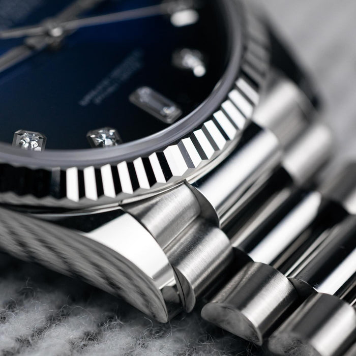 Ro_l*x White Gold Day_date with Stunning Blue Om_bre Diamond Dial Premium Quality Luxury Watch for Men luxurytimepiece.shop